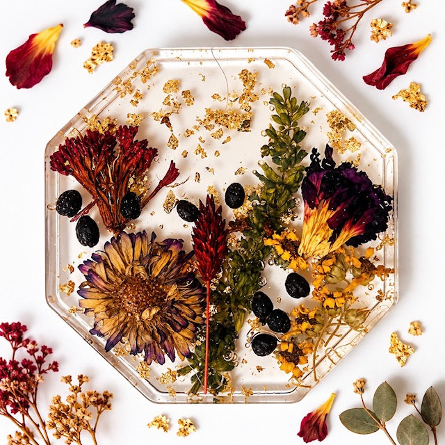 Gilded Botanical Coaster - Botanical Medley I