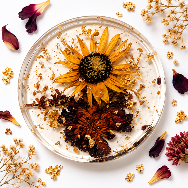Gilded Botanical Coaster- Botanical Medley II