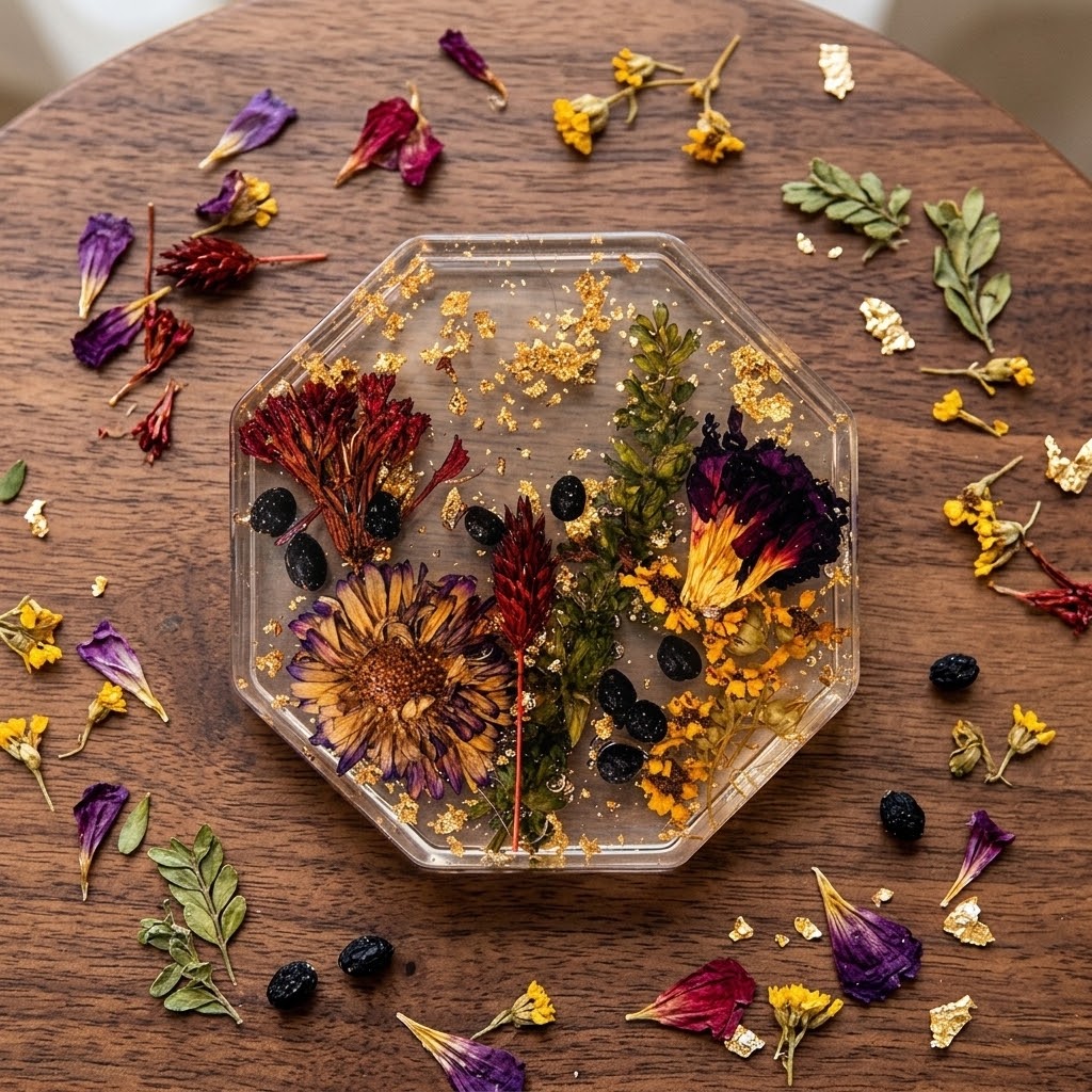 Gilded Botanical Coaster - Botanical Medley I