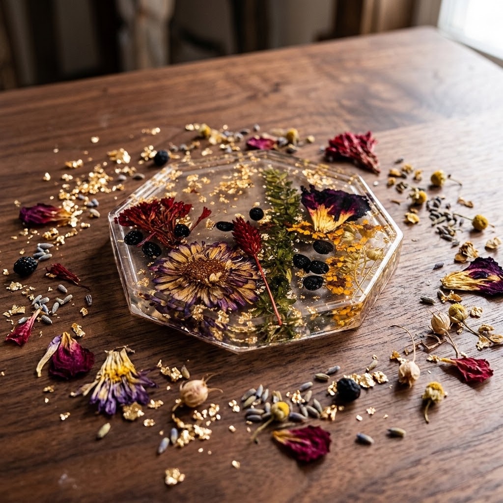 Gilded Botanical Coaster - Botanical Medley I